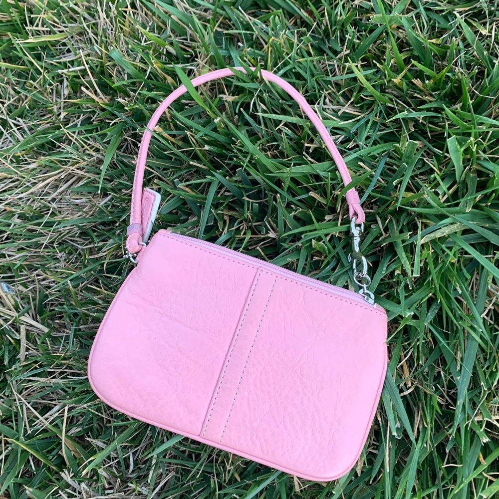 Pink leather Coach Wristlet